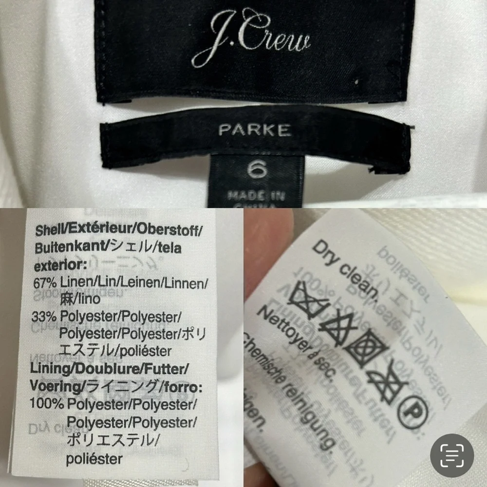 J. Crew Parke Blazer White Linen Classic Tailored Old Money Minimalist Fitted 6 - Picture 8 of 12